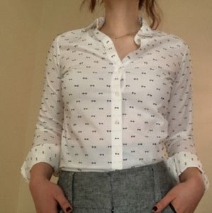 Banana Republic, white with blue design, button down.